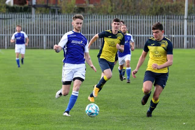 Two-goal Moneyfields striker Josh Bailey, right.

Photograph by Sam Stephenson