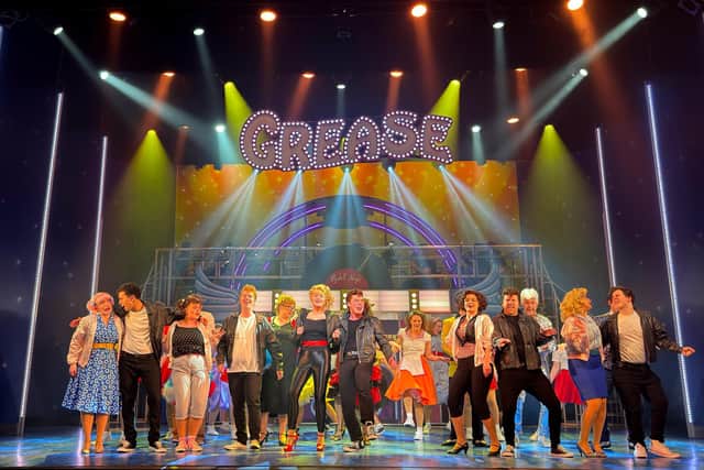 The cast at the finale of Grease at The Kings Theatre