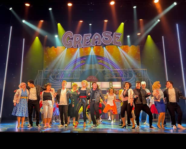 The cast at the finale of Grease at The Kings Theatre