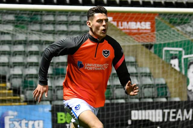 James Bolton jogging at Plymouth's Home Park when he was left out of Pompey's match-day squad. Picture: Graham Hunt