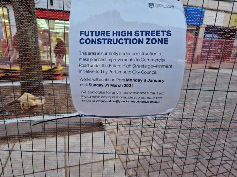 Construction is underway in Portsmouth's Commercial Road as part of a council initiative to bring more people to the city centre.