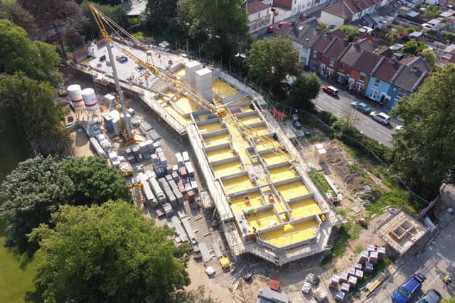 An aerial view of the progress to build the new Admiral Jellicoe House care home for Royal Navy veterans. Photo: RNBT