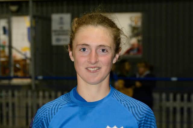 Shannon Albuery hit a hat-trick and was player of the match in Pompey Women's PDFA Cup final triumph Picture: Neil Marshall