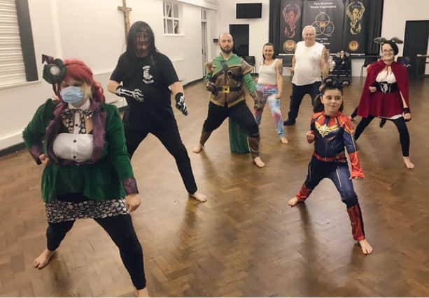 PSKO Karate in Leigh Park ran a Supersiblings Training event to raise money for Adelle Spindlove's book series about children with disabilities. Pictured: People taking part in their costumes