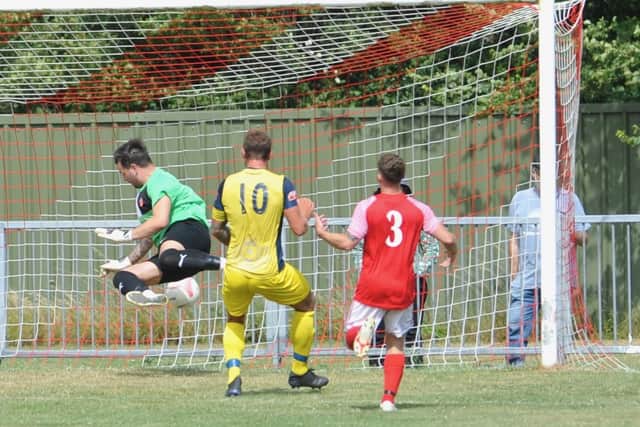 Moneyfields score again during their 8-0 friendly win at Arundel. Picture by Steven Goodger.