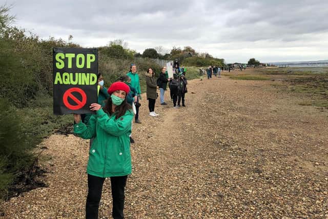Protestors at an October demonstration against Aquind 
2020 Picture: Richard Lemmer