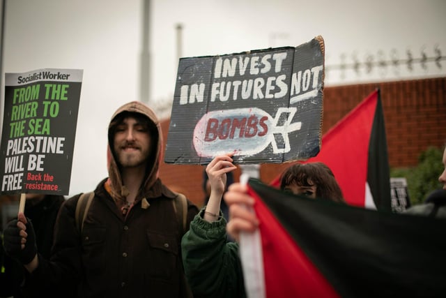 Pro Palestine protest outside Unicorn Gate of the Navy base on Thursday 29th of February 2024Picture: Habibur Rahman