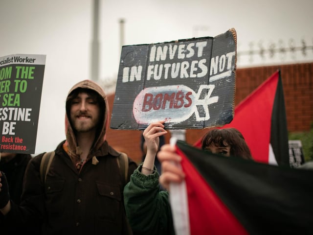 Pro Palestine protest outside Unicorn Gate of the Navy base on Thursday 29th of February 2024Picture: Habibur Rahman