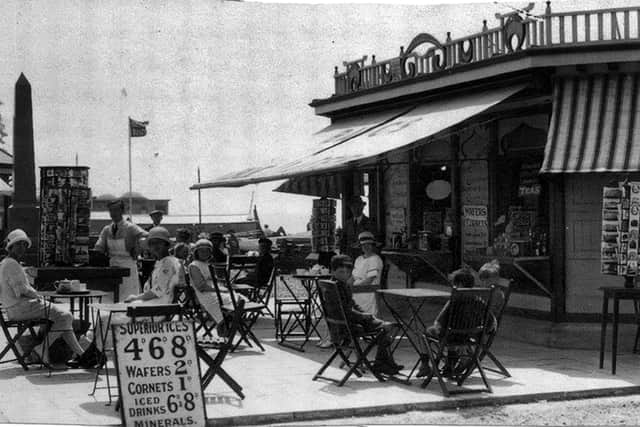 Ice creams for less than a shilling. There was a time when a cornet cost 1d and a wafer 2d. This was Clarence Esplanade, Southsea before the Second World War.