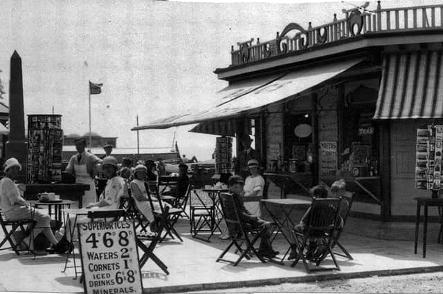 Ice creams for less than a shilling. There was a time when a cornet cost 1d and a wafer 2d. This was Clarence Esplanade, Southsea before the Second World War.
