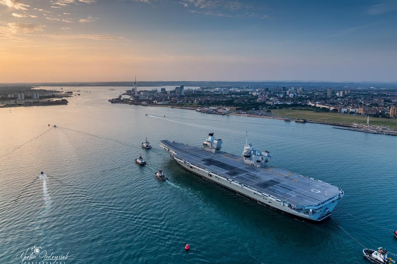 HMS Queen Elizabeth returned to Portsmouth on July 30 after spending several months in Rosyth for repairs.