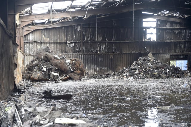 Pictures show the damage caused by the fire at TJ Waste Materials Recovery Facility. Picture: Sarah Standing (080724-6742)
