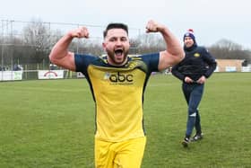 Jack Chandler celebrates a famous win for Moneyfields. Picture by Nathan Lipsham