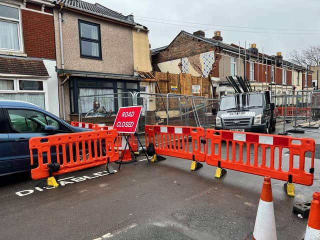 A partial road closure remains in place in Langford Road due to ongoing safety concerns after a house collapsed in December.