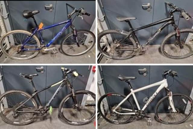 Police have arrested two men on suspicion of handling stolen property. Officers recovered eight bikes in Portsmouth over the weekend. Picture: Hampshire and Isle of Wight Constabulary.