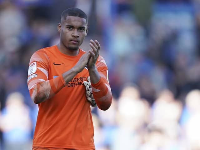 Goalkeeper Gavin Bazunu is currently on loan at Pompey from Manchester City