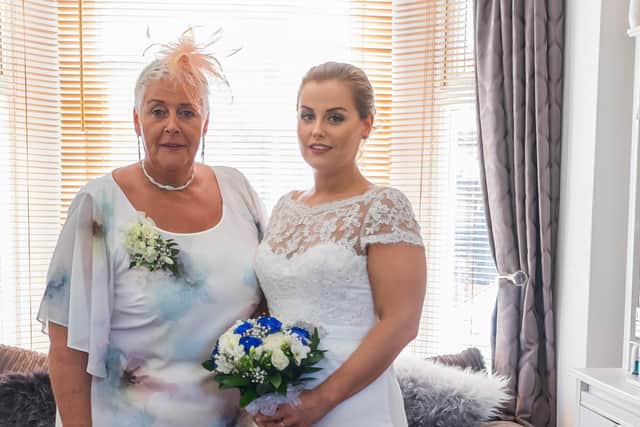 Paris with her mum, Sophie, on her wedding day. Picture: Carla Mortimer Photography.