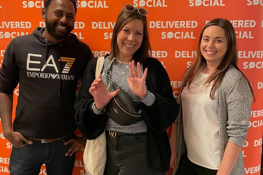 Regional director Terence Carvalho with Nicole Louise Geddes from Manic Stage Productions and operations director Natalie Clarke at Delivered Social’s Social Clinics at the Queen’s Hotel Portsmouth. Pic supplied