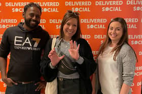 Regional director Terence Carvalho with Nicole Louise Geddes from Manic Stage Productions and operations director Natalie Clarke at Delivered Social’s Social Clinics at the Queen’s Hotel Portsmouth. Pic supplied