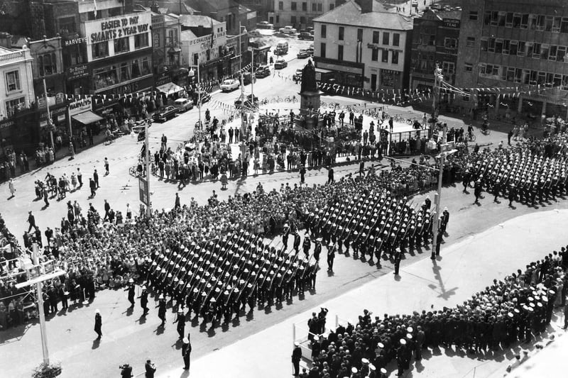 Royal marines are presented with the Freedom of Portsmouth at the newly-opened Guildhall in May 1959
Picture: The News Portsmouth