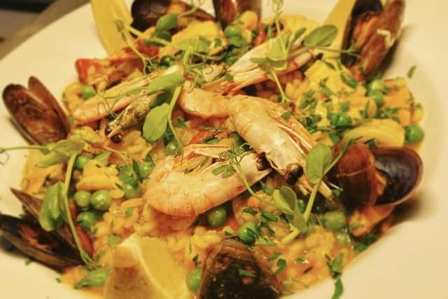 Paella at the Olive Leaf.