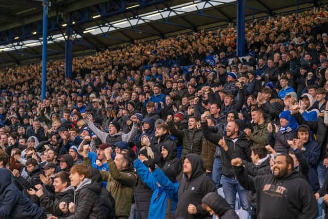 Pompey fans against Morecambe last month - the last win at Fratton Park.