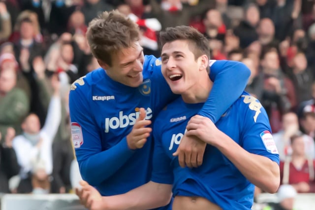 Joel Ward celebrates scoring against Southampton at Fratton Park in December 2011. Picture: Oliver Zee