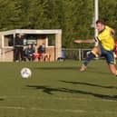 Steve Hutchings in action for Moneyfields against Fawley in  a Wessex League game in 2017.
Photo: Habibur Rahman