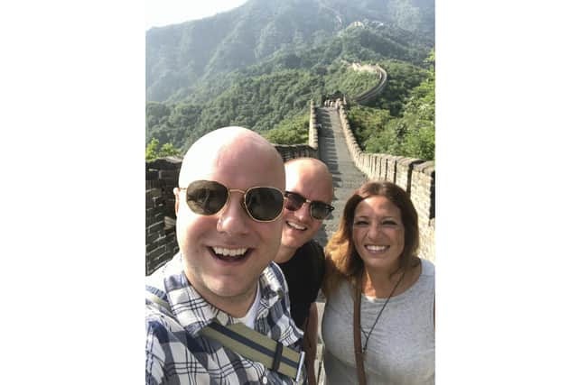 Scott and Josh with Chantelle at the Great Wall of China. Pictures: Joshua and Scott Turner-Griffiths.