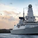 Library Image:
Type 45 destroyer HMS Defender arriving in her affiliated city of Glasgow.