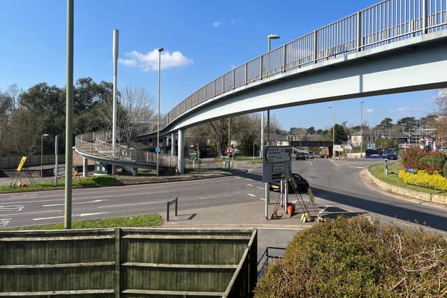 The footbridge near the train station in Fareham town centre where the attack took place