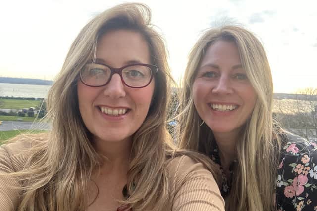 Elise Sargent with her sister Nicole Pharoah, who has been supporting her through her illness
