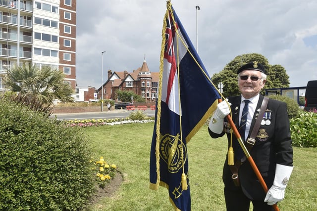 Pictured is: Frank Hayes, 75, of Gosport, a Mariners Association standard bearer who served in the Royal Navy for 29 years. Picture: Sarah Standing (060624-4071)
