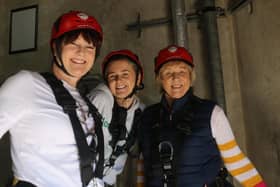 Margaret, Lynda and Ella at their Spinnaker Tower abseil