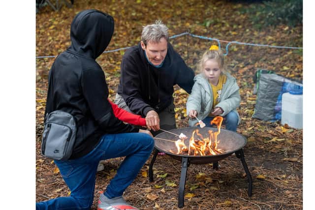 Marshmallow roasting at the Party for Hilsea, a community engagement event held by Portsmouth City Council in October 2022