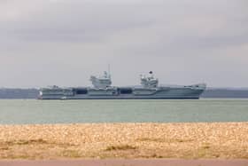 HMS Prince of Wales spotted from the beach on Lee-on-the-Solent on Tuesday, August 30, 2022. Picture: Habibur Rahman