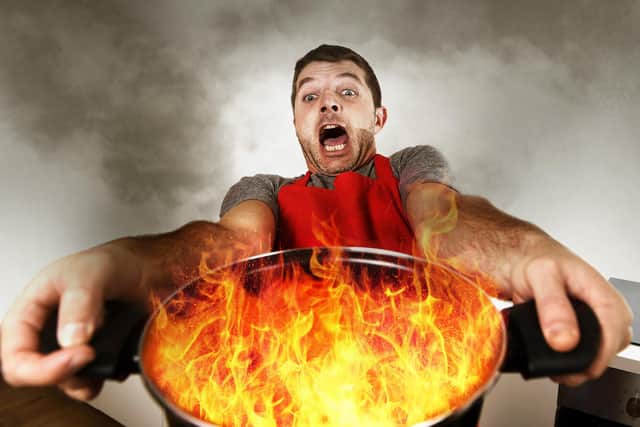 Alun Newman was stressed when his kitchen caught fire.