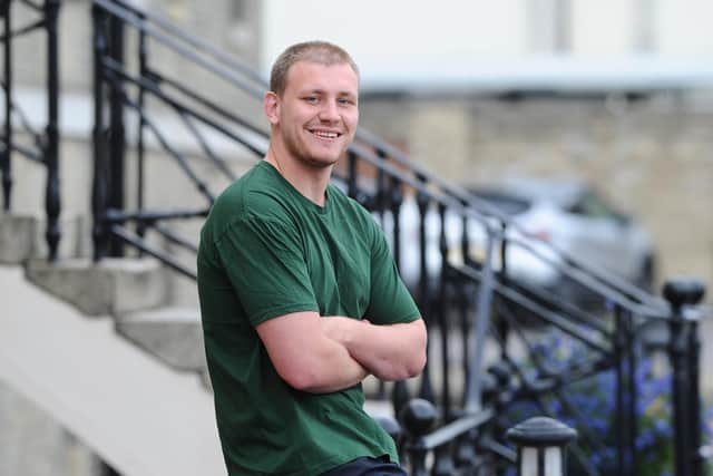 Leicester Tigers rugby player Joe Batley (23) from Gosport, has overcome cancer and is taking part in the Race for Life from home.Picture: Sarah Standing (050520-1382)