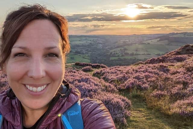 Laura Hazle on a training climb in the Peak District