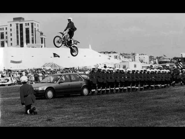 One of the famous Honda Imps giving his thrilling display in the Southsea Show arena in August 1994. The News PP4109