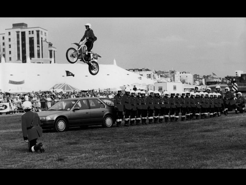 One of the famous Honda Imps giving his thrilling display in the Southsea Show arena in August 1994. The News PP4109