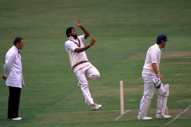 Andy Roberts in action for the West Indies on their 1980 tour of England. Pic: Adrian Murrell /Allsport