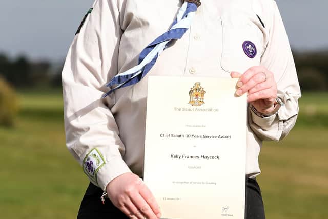 Kelly Haycock has received a 10 years service award at 2nd Gosport Scout Group. Pictured at Stokes Bay, Gosport
Picture: Chris Moorhouse (030421-04)