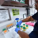 The rates of sexually transmitted illnesses per local authority have been released, including the data for Portsmouth.  Pictured is medical assistant Barbara Dupree, of the AIDS Healthcare Foundation (AHF) Wellness Centre, closing bottles of patient's urine submitted for testing in Hollywood, California. Picture: FREDERIC J. BROWN/AFP via Getty Images.