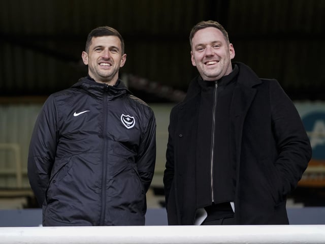 Pompey head coach John Mousinho, left, and sporting director Rich Hughes have a busy couple of weeks ahead of them