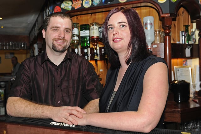 Landlord and landlady Ross and Rachael Russell behind the bar in 2012 (123536-1193)