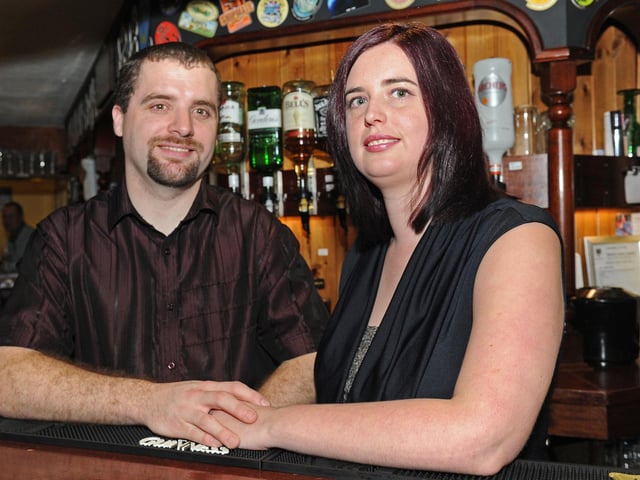 Landlord and landlady Ross and Rachael Russell behind the bar in 2012 (123536-1193)