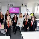 Schools across the UK are being encouraged to sign up to a free initiative which aims to educate young girls on breast health.
Treasure Your Chest is relaunching this October at the end of Breast Cancer Awareness Month, following a hugely successful pilot scheme. The News, Portsmouth joined one of the lessons at Park Community School in Havant. Back from left, Evie Jennings, 14, Fern Bream, 14, Scarlet Young-Evans, 14, Professor Joanna Wakefield-Scurr from the University of Portsmouth and front from left, Shelby Mitchell, 15,  assistant headteacher Laura Cavanagh, Connie Layton, 14, Maya-Rose Bull, 14, and Shailey Collins, 14
Picture: Sarah Standing (311022-5103)