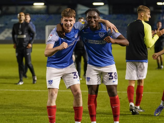 All smiles at the full-time whistle. Dan Murray and Brian Quarm both featured in the win, which included six academy talents.