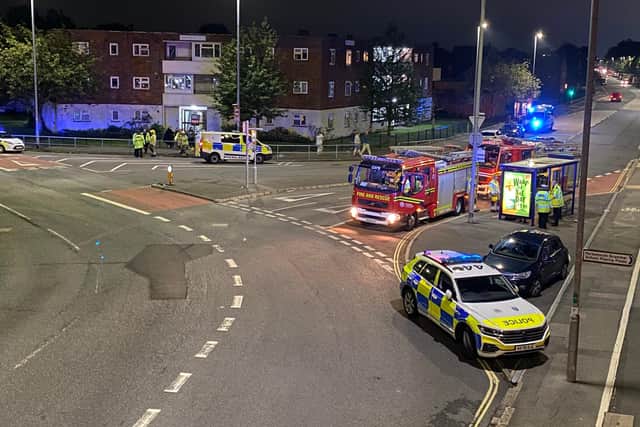 Emergency services pictured at the scene of the crash on Tuesday evening in Hilsea.